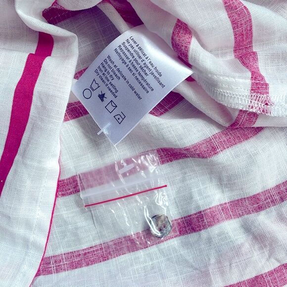 CHARLIE B Button-Down Rayon Linen Blend White Pink Shirt Size L  NWT - Picture 6 of 8